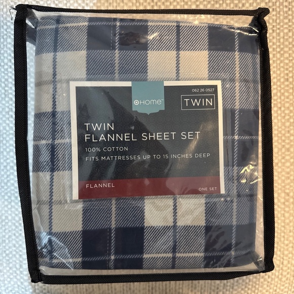 NWT Home Target 100% Cotton Plaid Heavyweight Flannel Twin Sheet Set in Blue - Picture 2 of 6